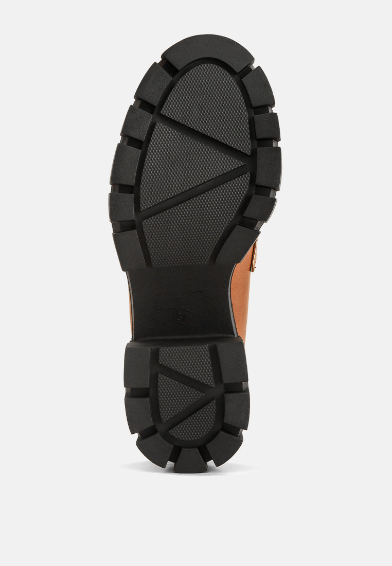 women chunky platform loafers#color_tan