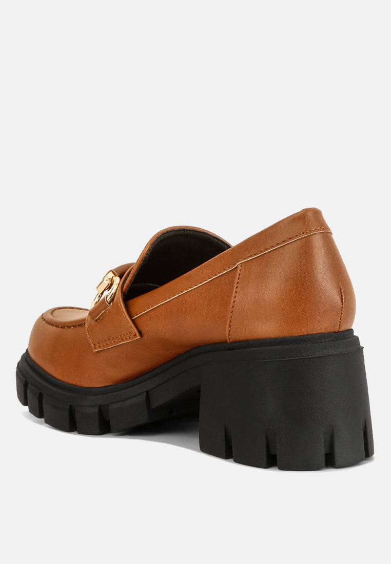 women chunky platform loafers#color_tan