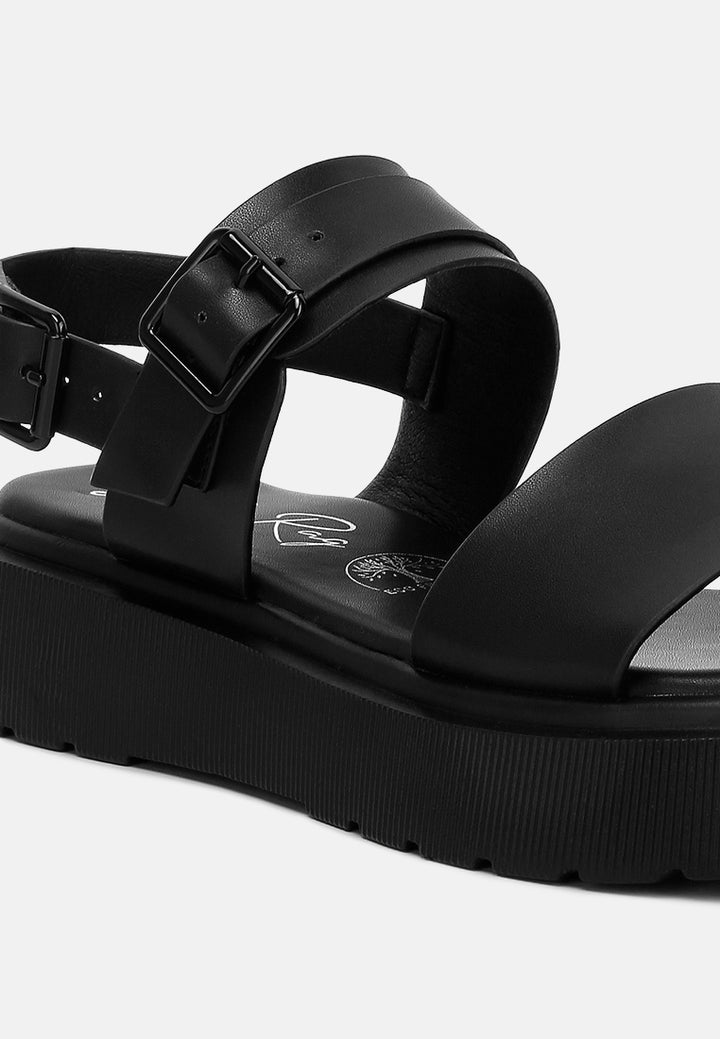 women pin buckle platform sandals#color_black