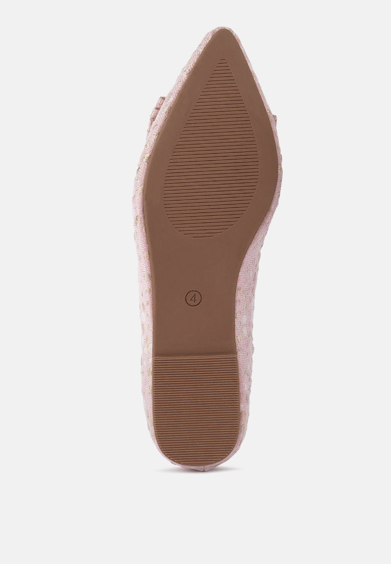 cicely jacquard bow embellished ballet flats#color_pink