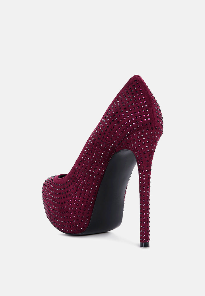 women heat set diamante pumps#color_burgundy