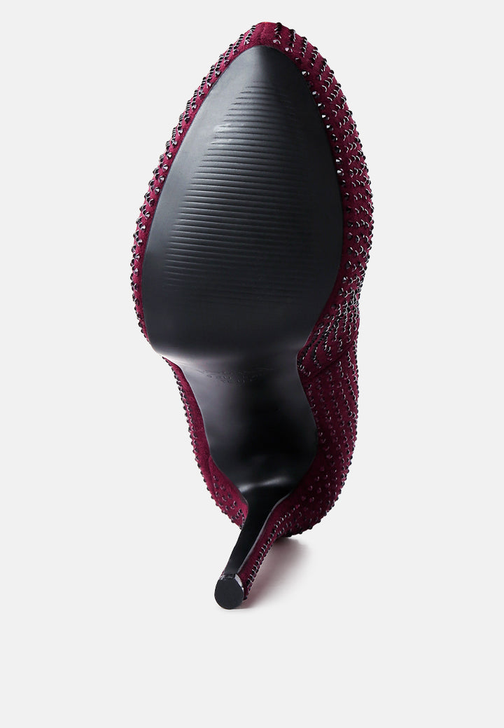 women heat set diamante pumps#color_burgundy