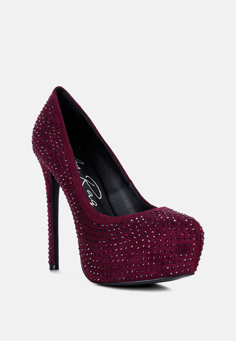 women heat set diamante pumps#color_burgundy
