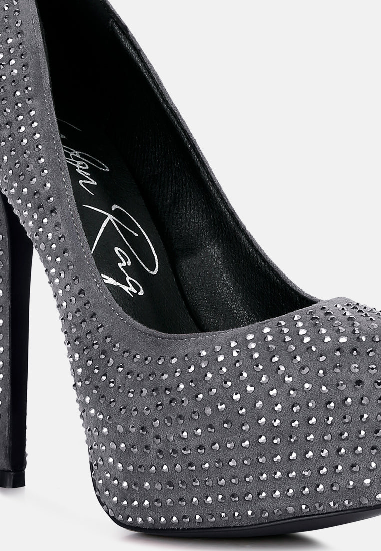 women heat set diamante pumps#color_grey