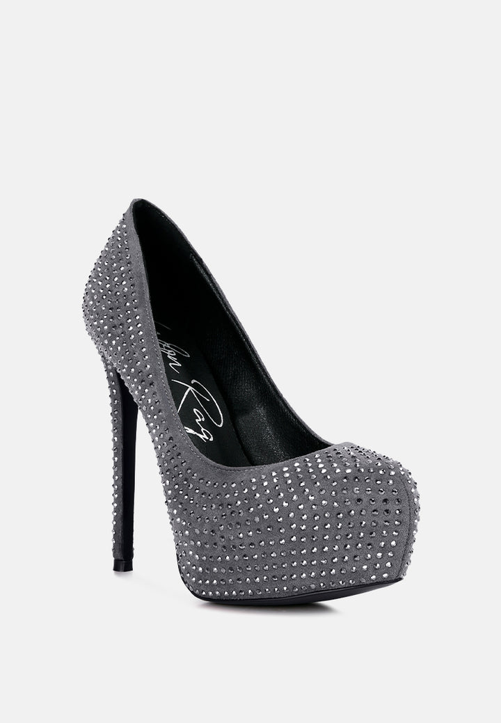 women heat set diamante pumps#color_grey