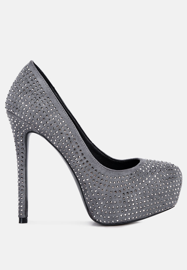women heat set diamante pumps#color_grey