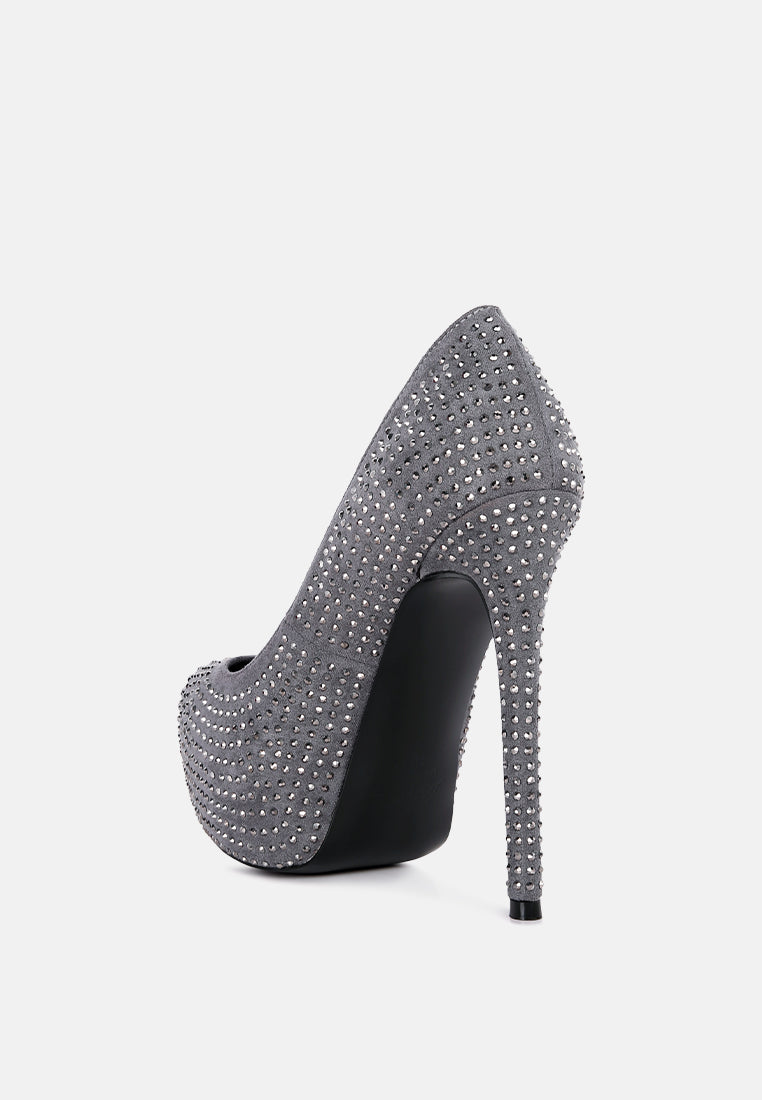 women heat set diamante pumps#color_grey