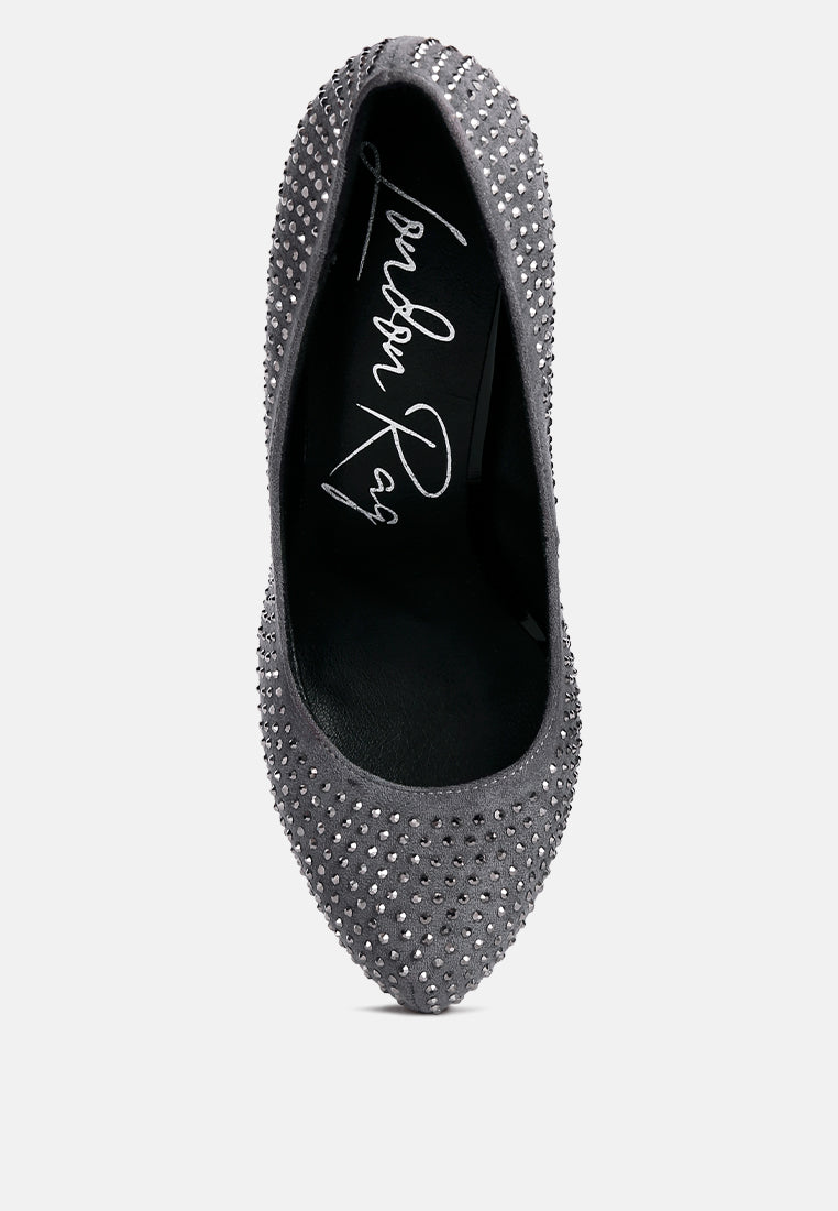 women heat set diamante pumps#color_grey
