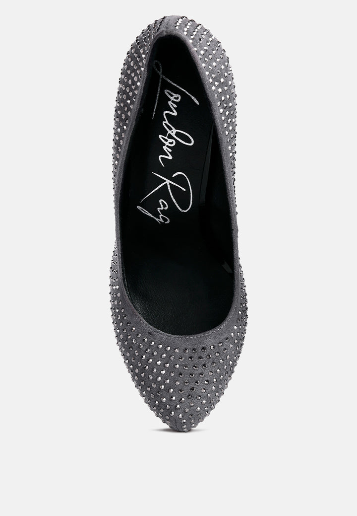 women heat set diamante pumps#color_grey