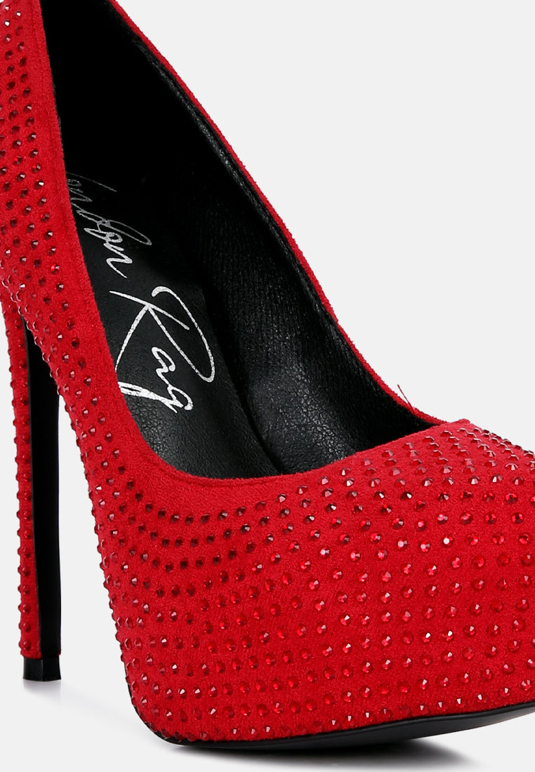 women heat set diamante pumps#color_red