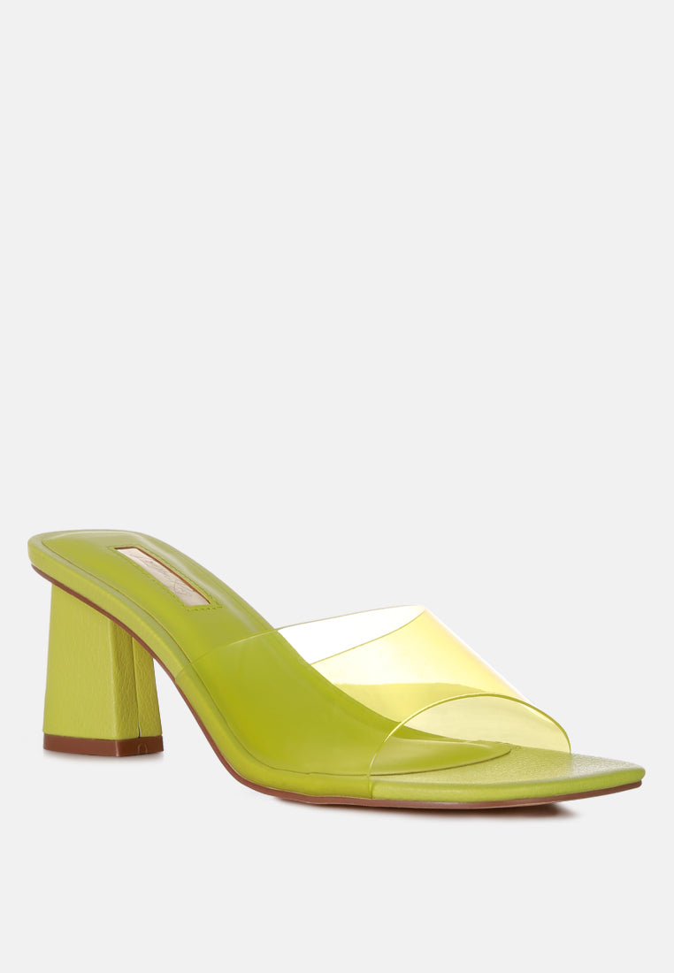 women clear flirt clear strap slip on heels#color_lime