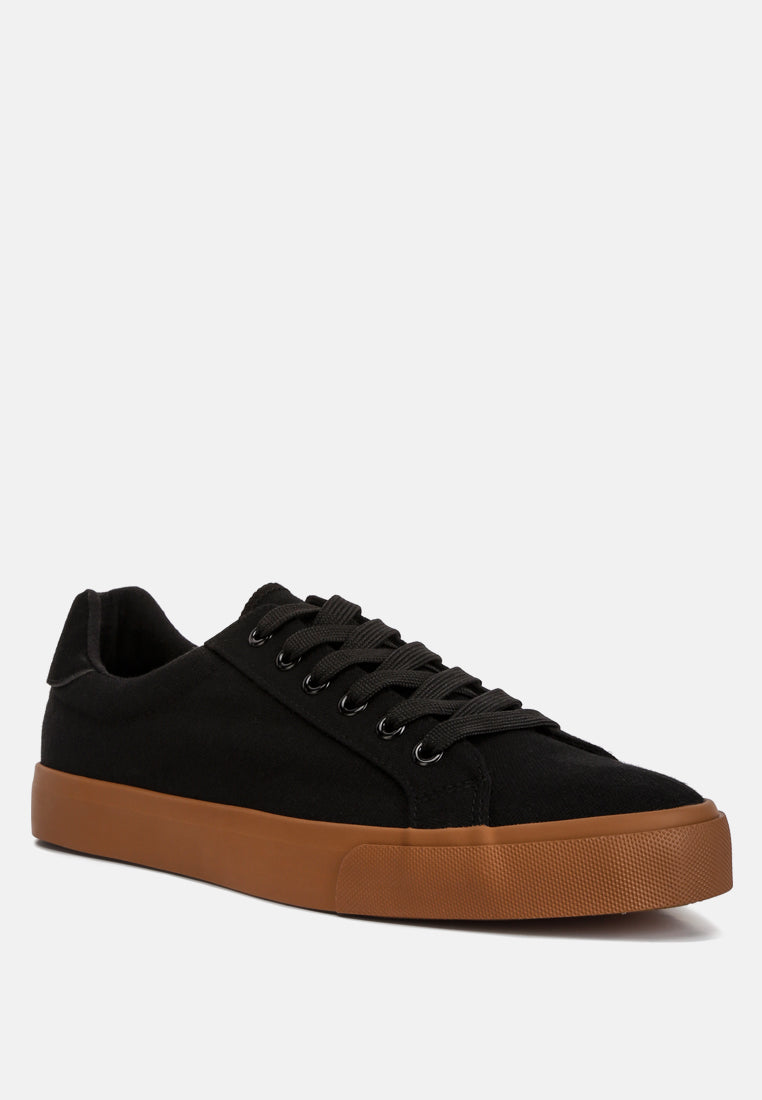 men's color block casual canvas sneakers#color_black
