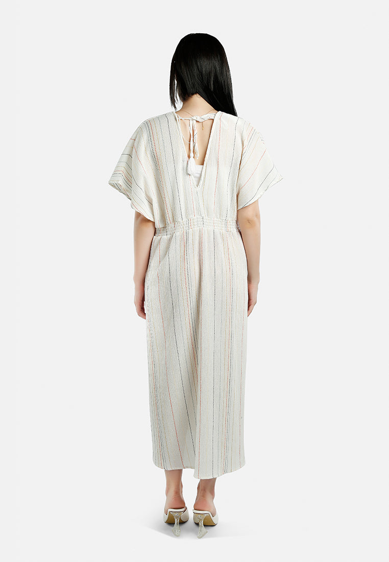 Women V-Neck Tassel Summer Cotton Dress
