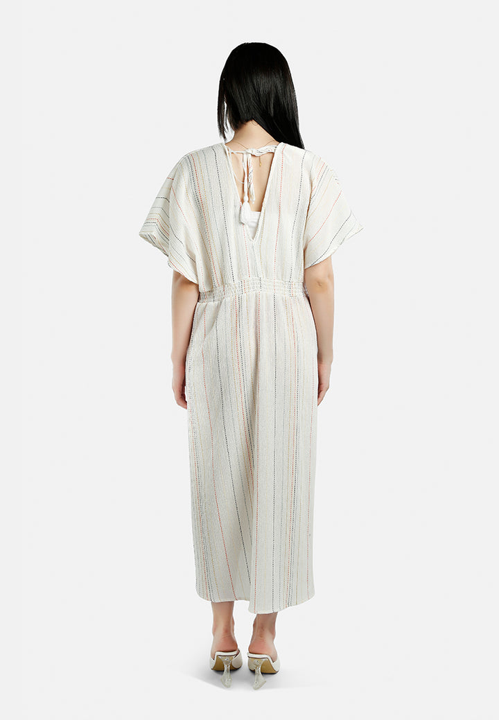 Women V-Neck Tassel Summer Cotton Dress