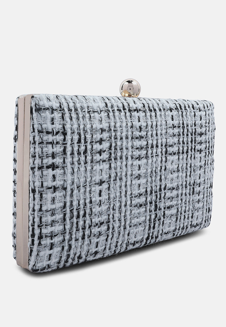 creative weave clutch bag#color_white/black