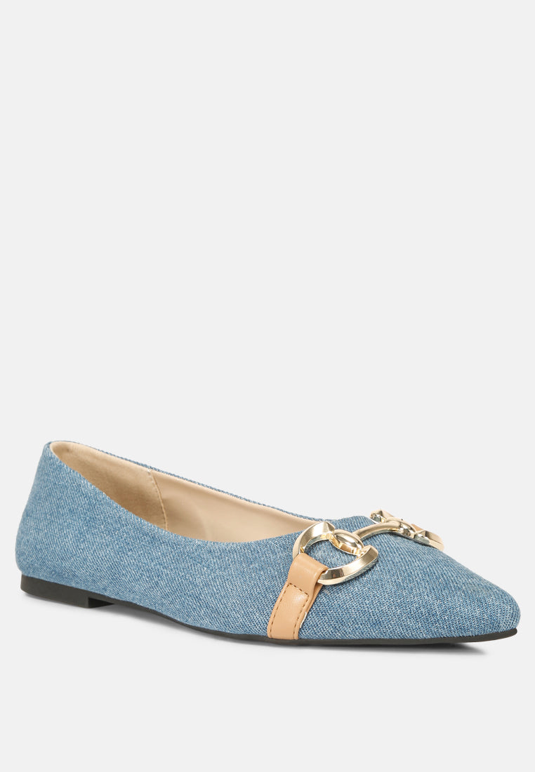 women cressida denim horsebit detail ballet flats#color_blue
