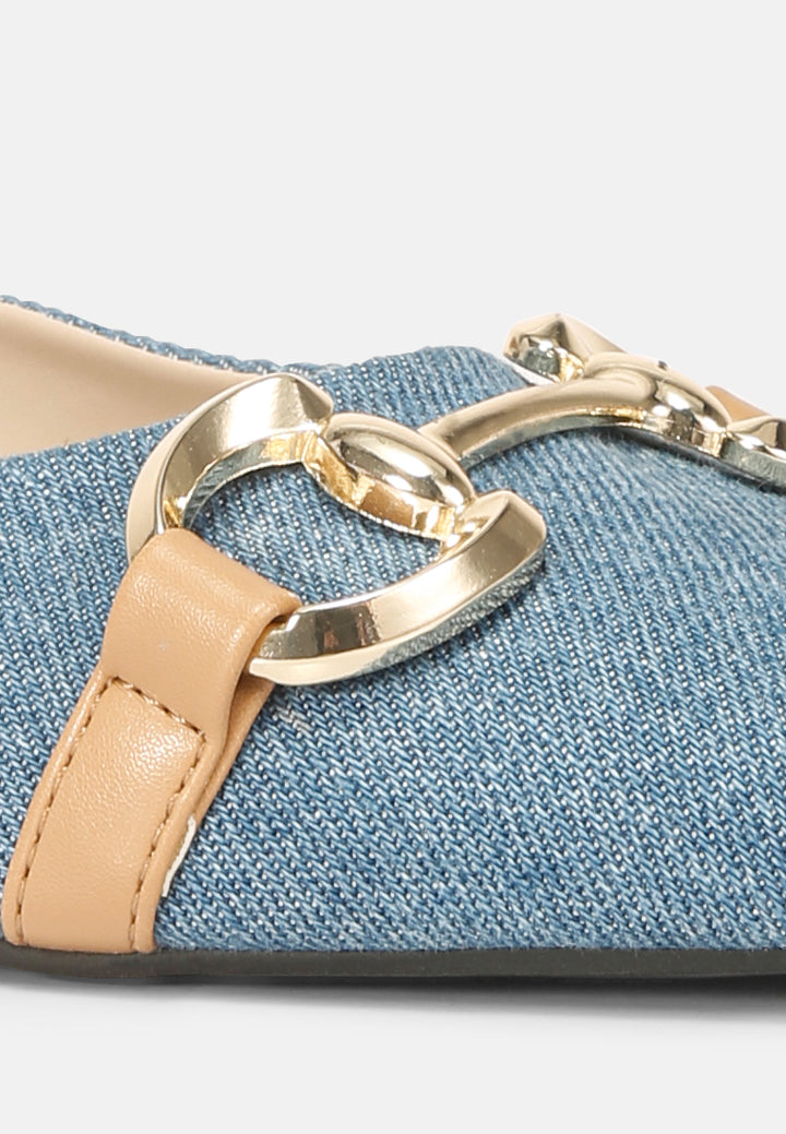 women cressida denim horsebit detail ballet flats#color_blue