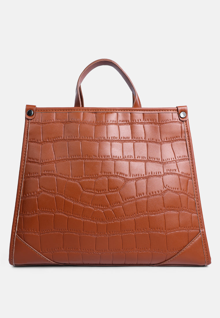croco hand bag#color_brown