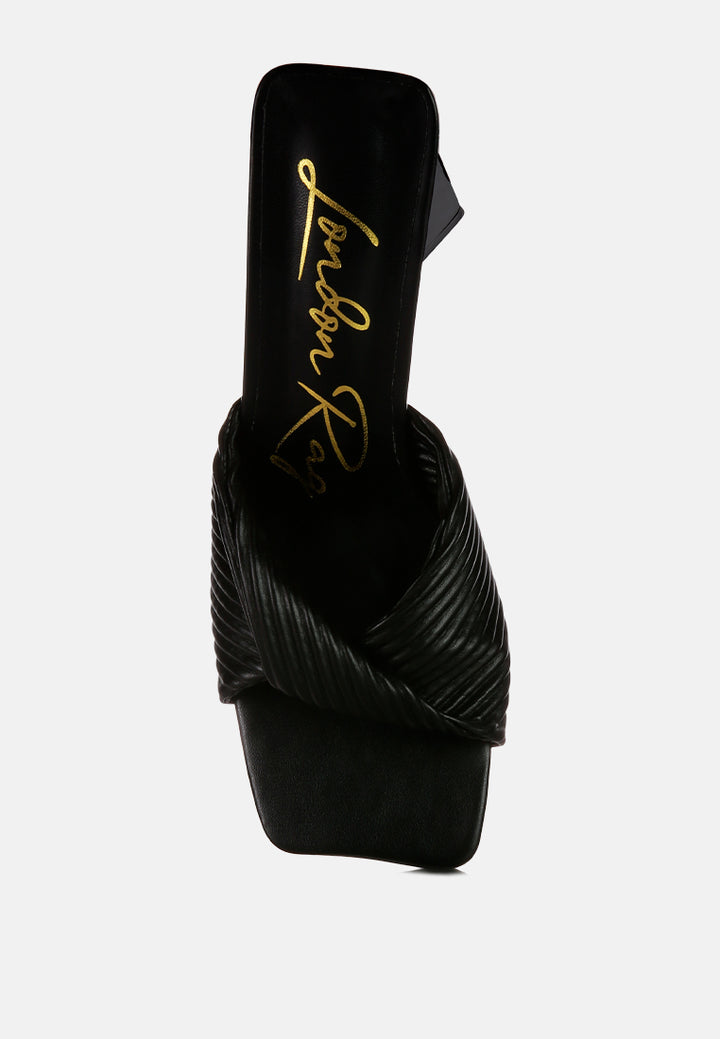 women twist strap block sandals#color_black