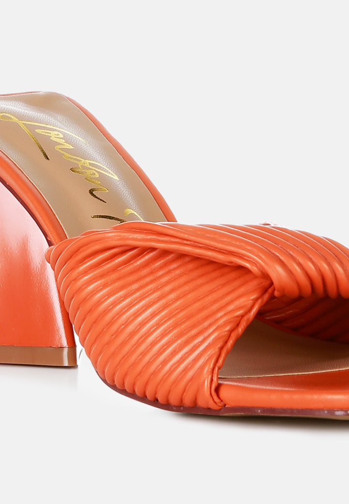 women twist strap block sandals#color_orange