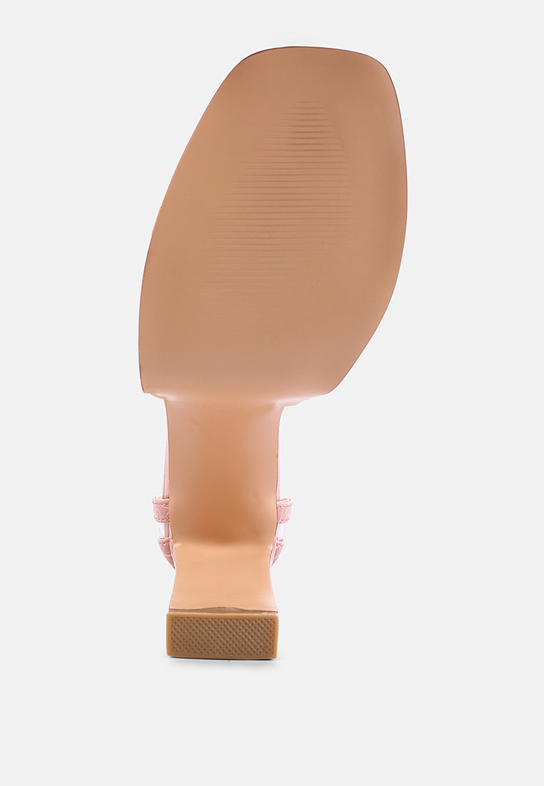 women high heeled chunky sandals#color_pink