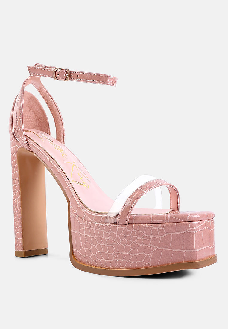 women high heeled chunky sandals#color_pink