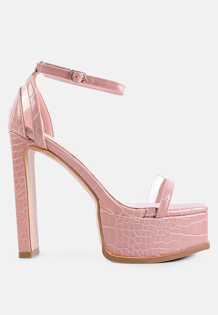 women high heeled chunky sandals#color_pink