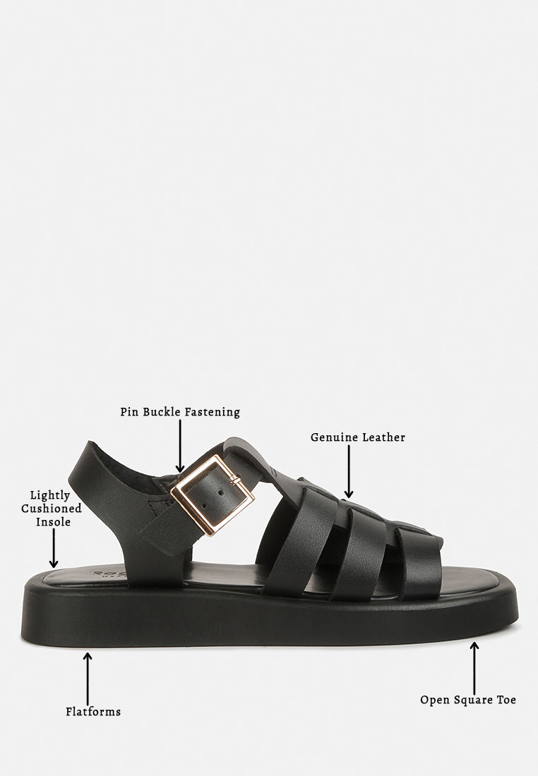 Women Genuine Leather Gladiator Flatform Sandals