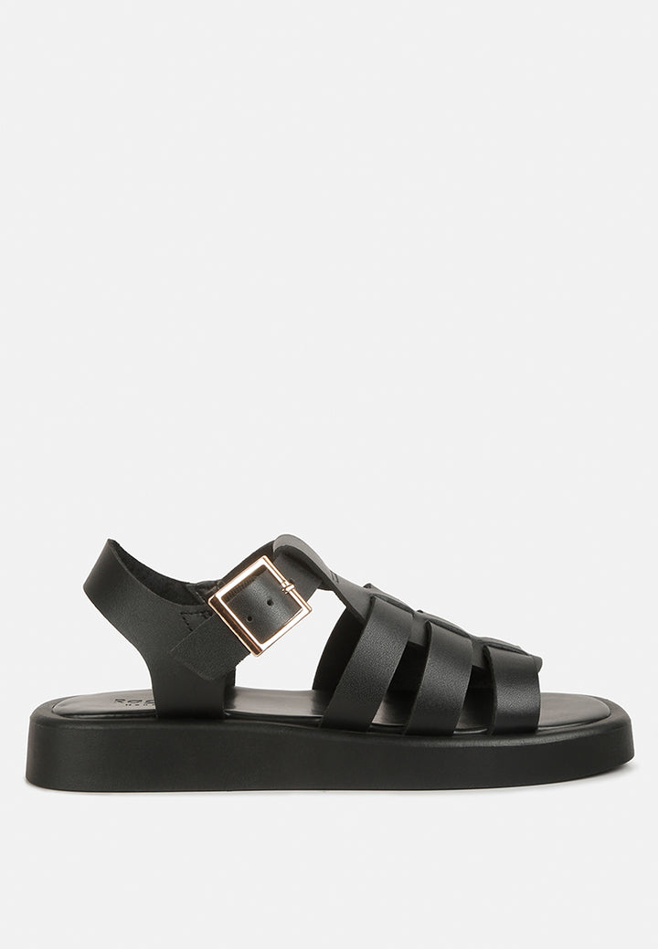 Women Genuine Leather Gladiator Flatform Sandals