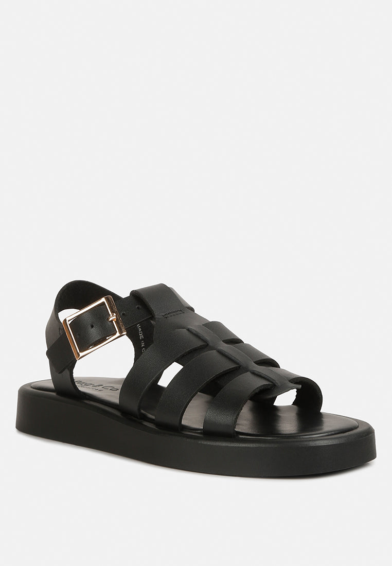 Women Genuine Leather Gladiator Flatform Sandals