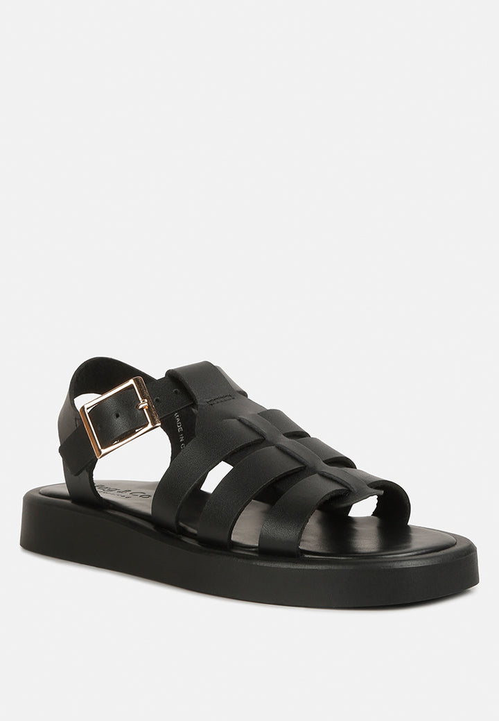 Women Genuine Leather Gladiator Flatform Sandals