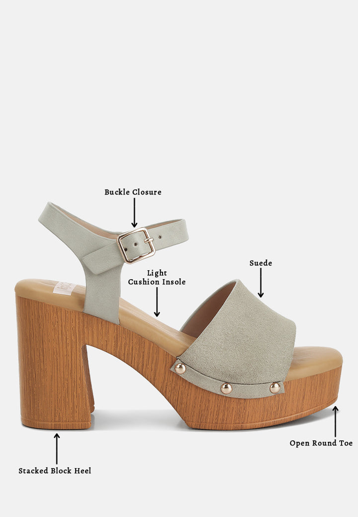 women suede high block sandals#color_beige