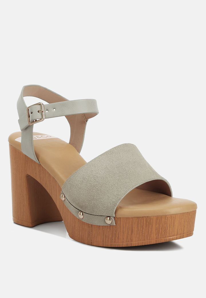 women suede high block sandals#color_beige