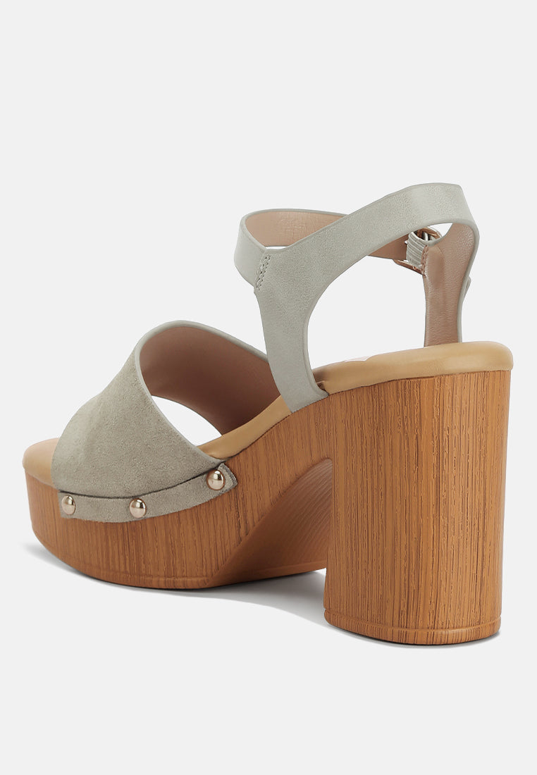 women suede high block sandals#color_beige