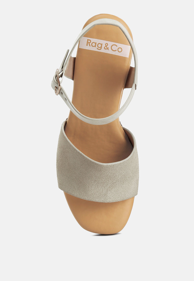 women suede high block sandals#color_beige