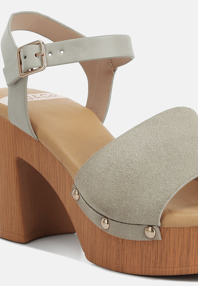 women suede high block sandals#color_beige