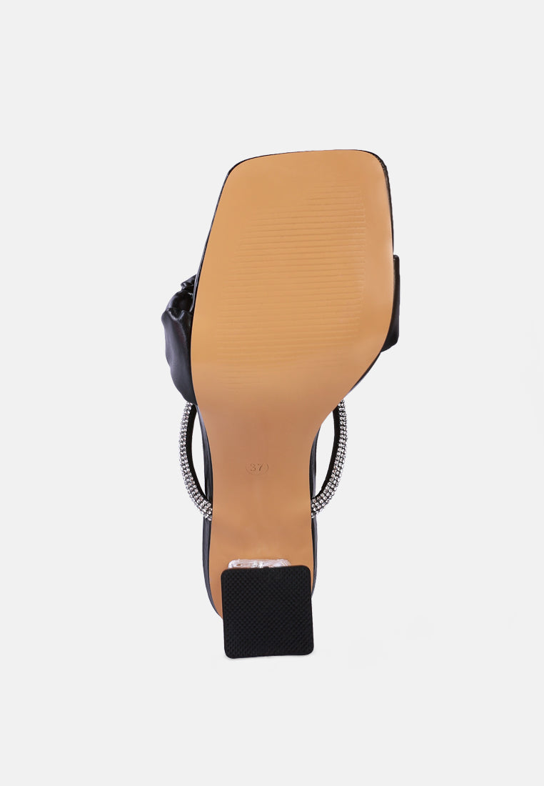 women clear heel rhinestone sandals#color_black