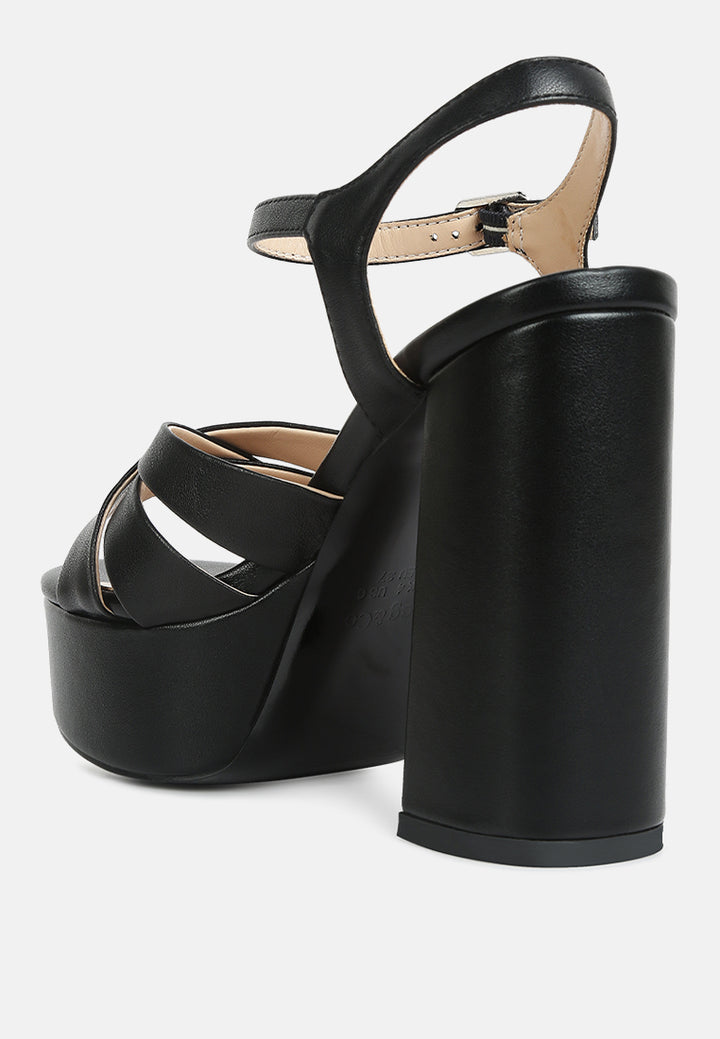 women crosscross strap slim block heel sandals#color_black