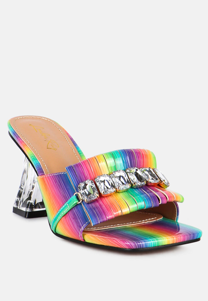 women clear heel jewel sandal#color_multicolor