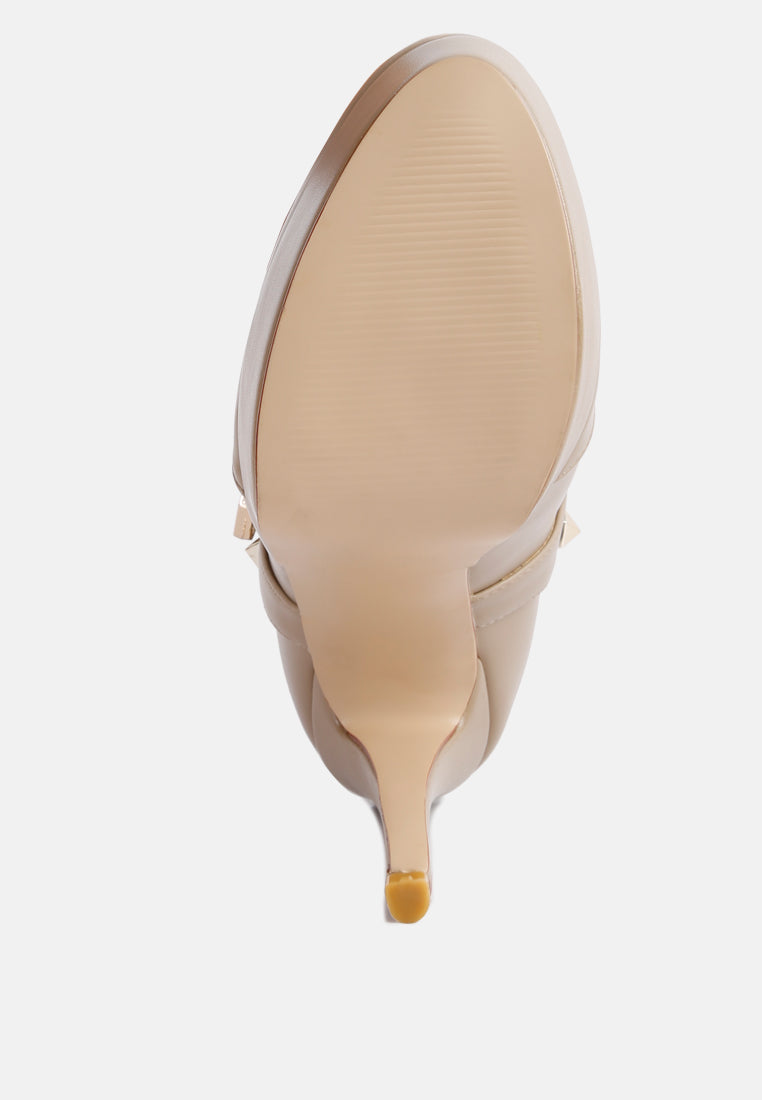 dejang metal stud faux leather ankle boot#color_taupe