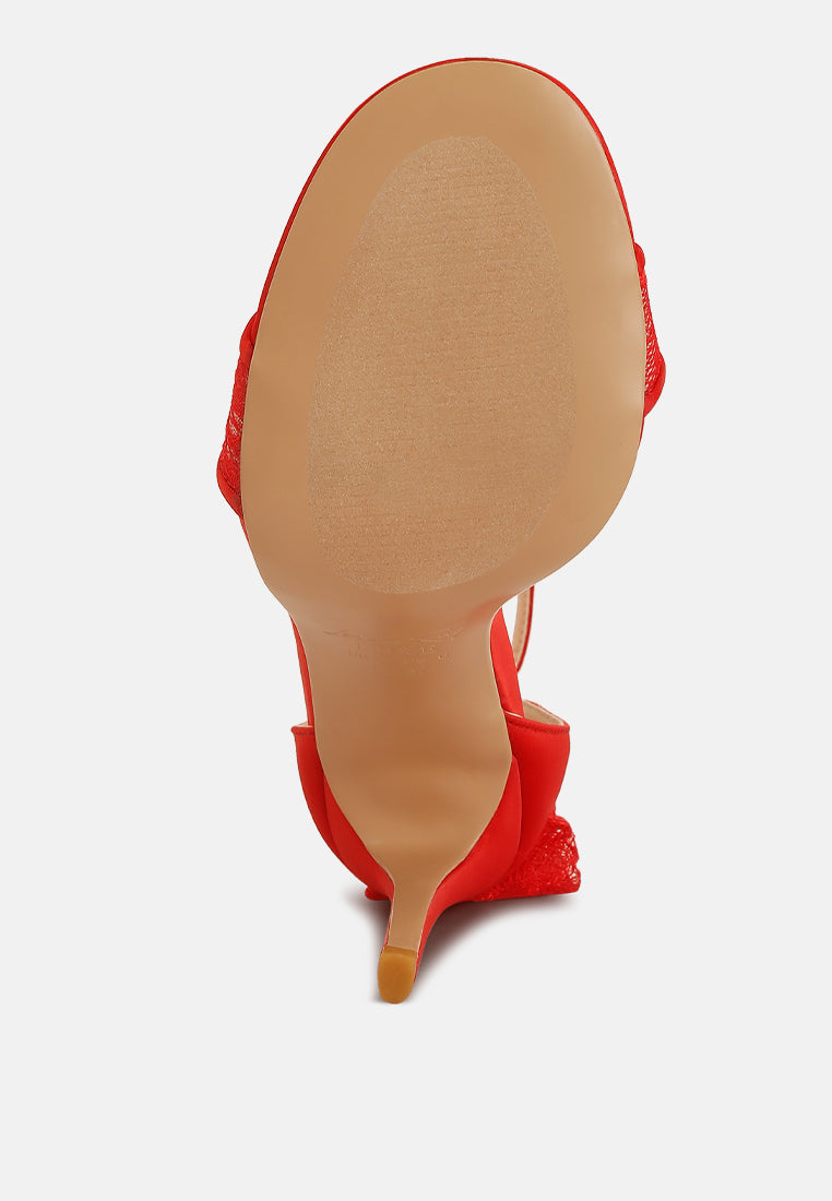 bow detail lace stiletto sandals#color_red