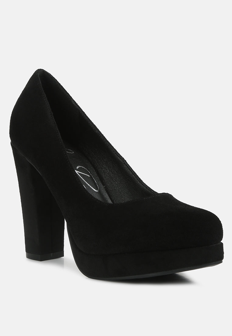 women delia suede block heel pumps#color_black