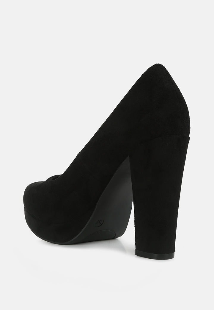 women delia suede block heel pumps#color_black