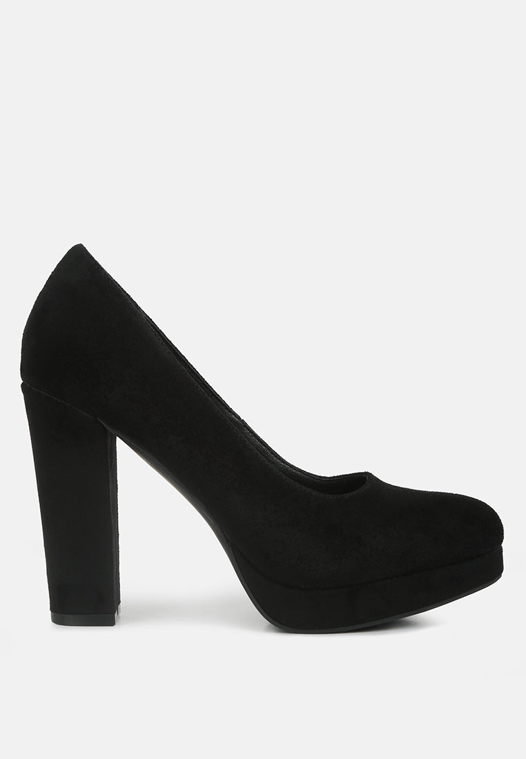 women delia suede block heel pumps#color_black