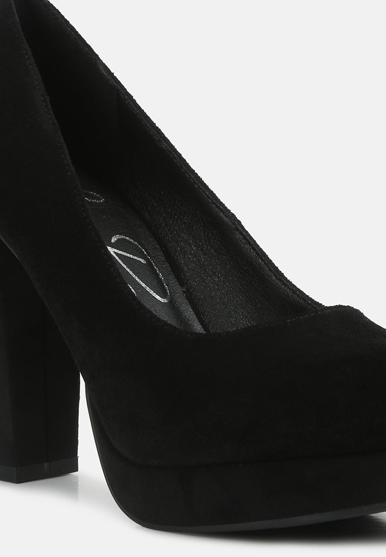 women delia suede block heel pumps#color_black