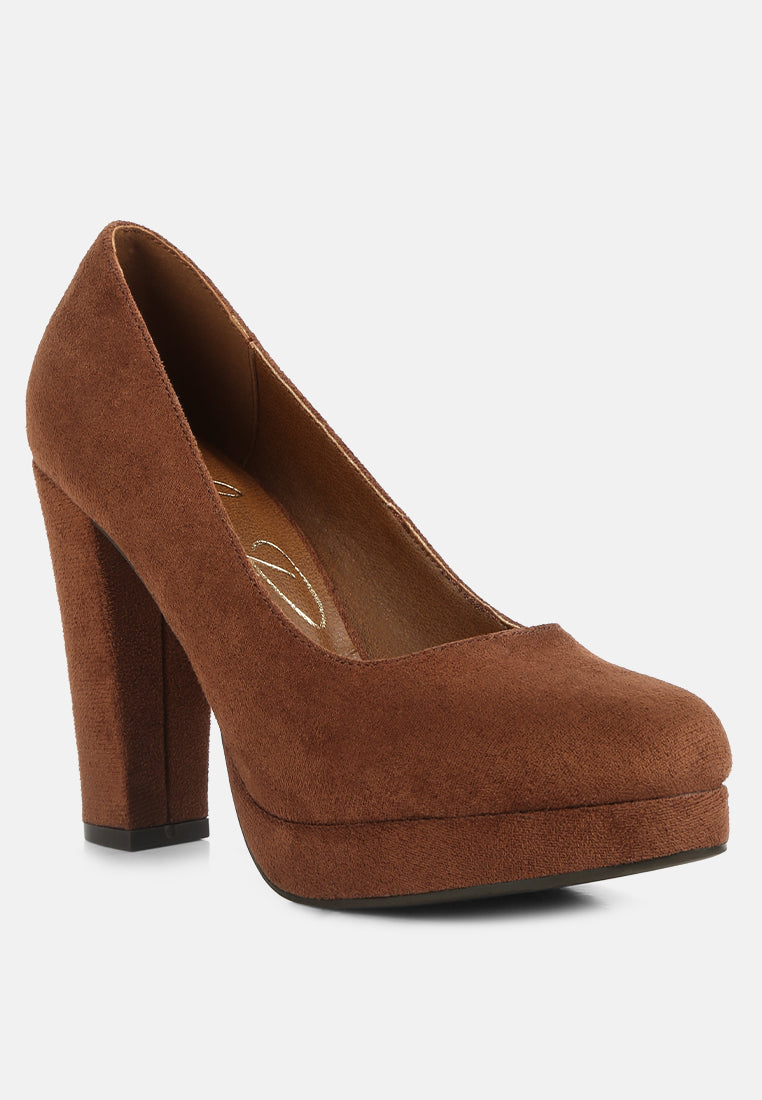 women delia suede block heel pumps#color_tan