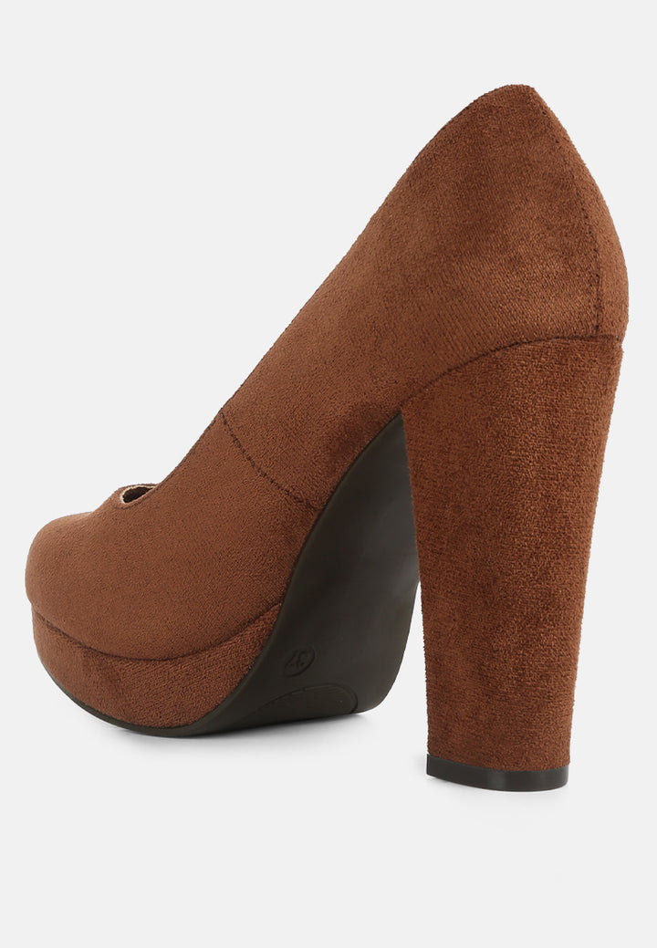 women delia suede block heel pumps#color_tan