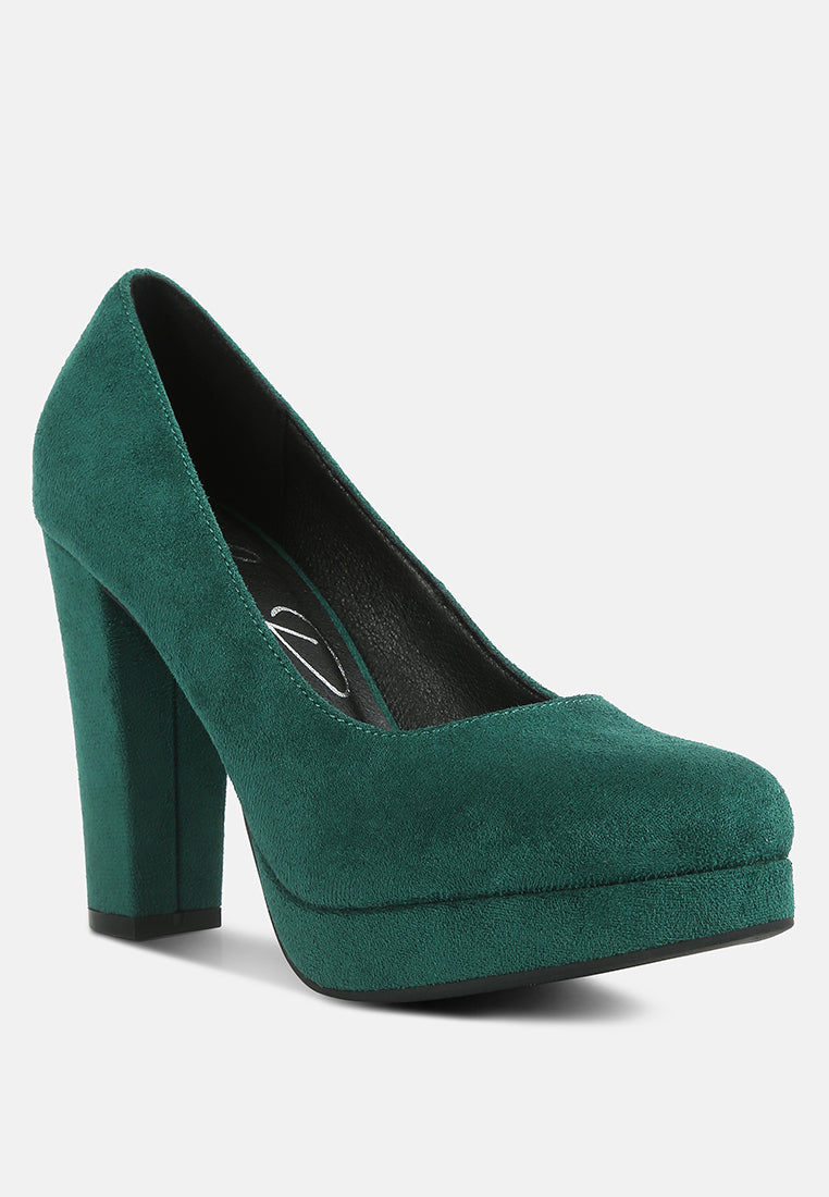 women delia suede block heel pumps#color_green