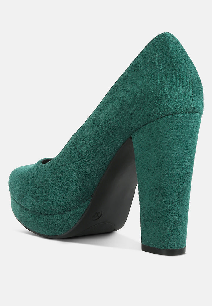 women delia suede block heel pumps#color_green