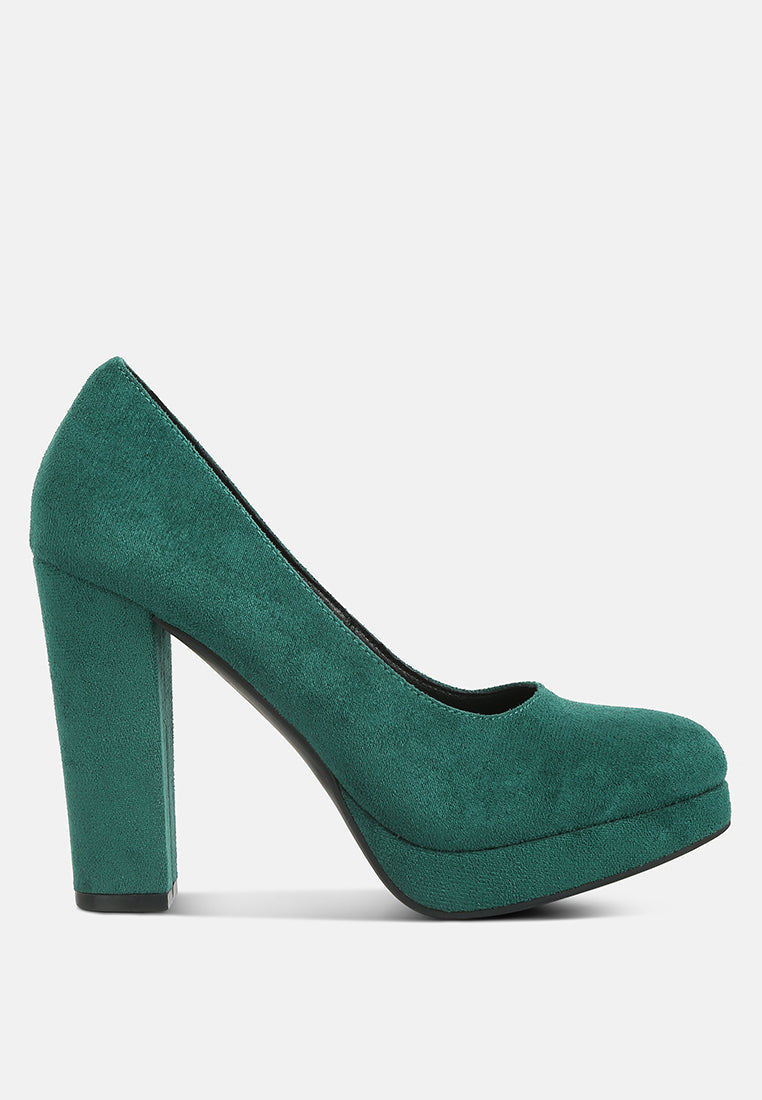 women delia suede block heel pumps#color_green